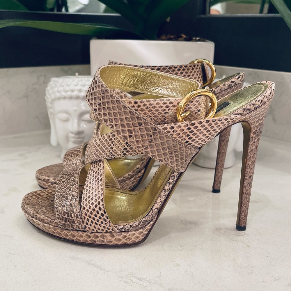 DOLCE AND GABBANA SNAKESKIN WRAP SANDALS
